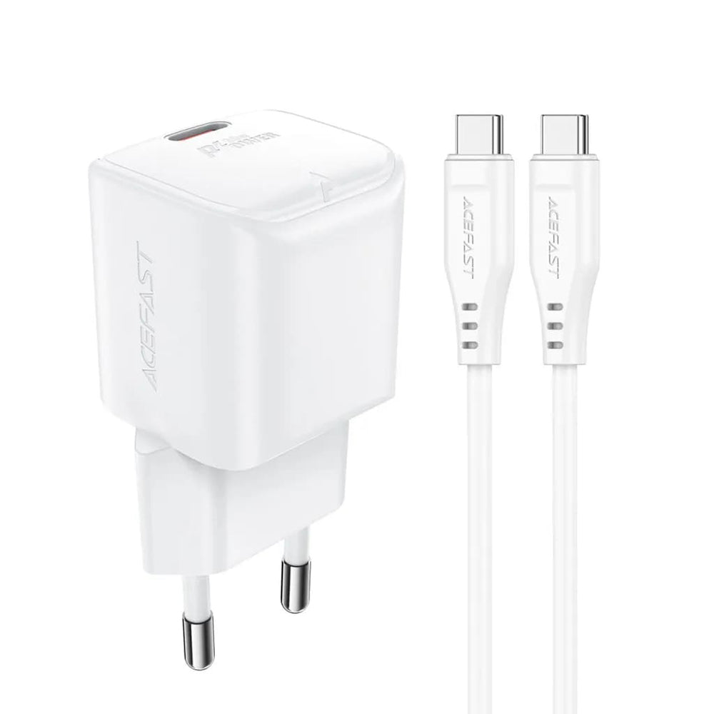 Caricabatterie Rete con Cavo USB-C Acefast A77, 30W, 3A, 1 x USB-C, Bianco