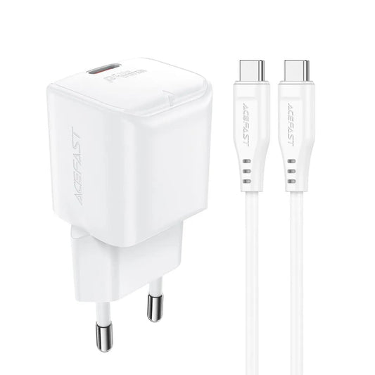 Caricabatterie Rete con Cavo USB-C Acefast A77, 30W, 3A, 1 x USB-C, Bianco