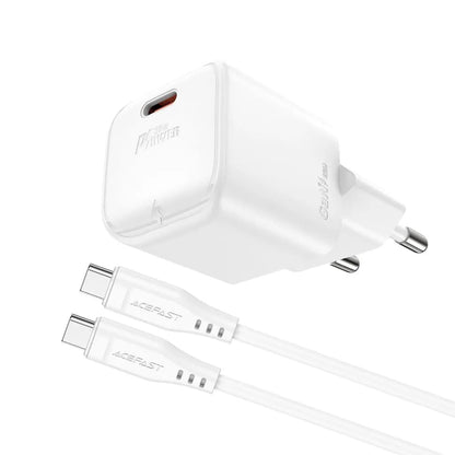 Caricabatterie Rete con Cavo USB-C Acefast A77, 30W, 3A, 1 x USB-C, Bianco