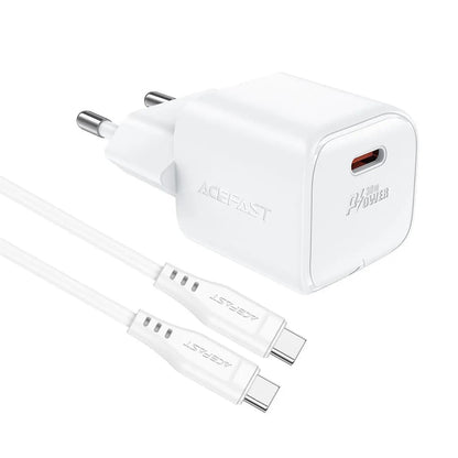 Caricabatterie Rete con Cavo USB-C Acefast A77, 30W, 3A, 1 x USB-C, Bianco