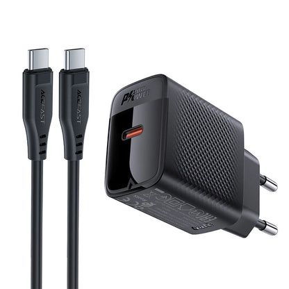 Caricabatterie da rete con cavo USB-C Acefast A82, 20W, 3A, 1 x USB-C, Nero