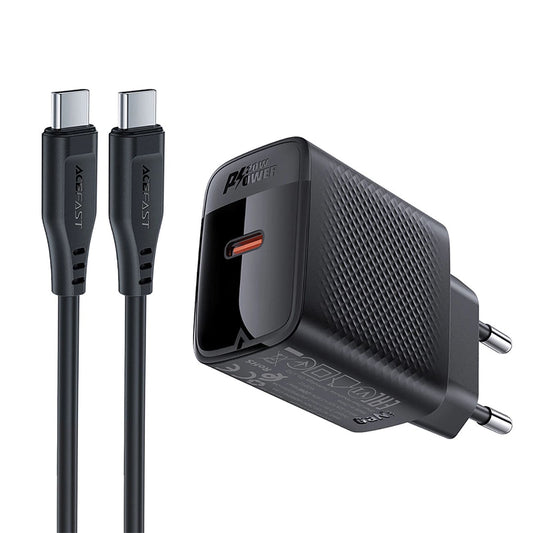 Caricabatterie da rete con cavo USB-C Acefast A82, 20W, 3A, 1 x USB-C, Nero