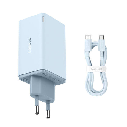 Caricatore da rete con cavo USB-C Baseus GaN6 Pro, 65W, 3,25A, 2 x USB-A - 2 x USB-C, Blu P10162701313-00