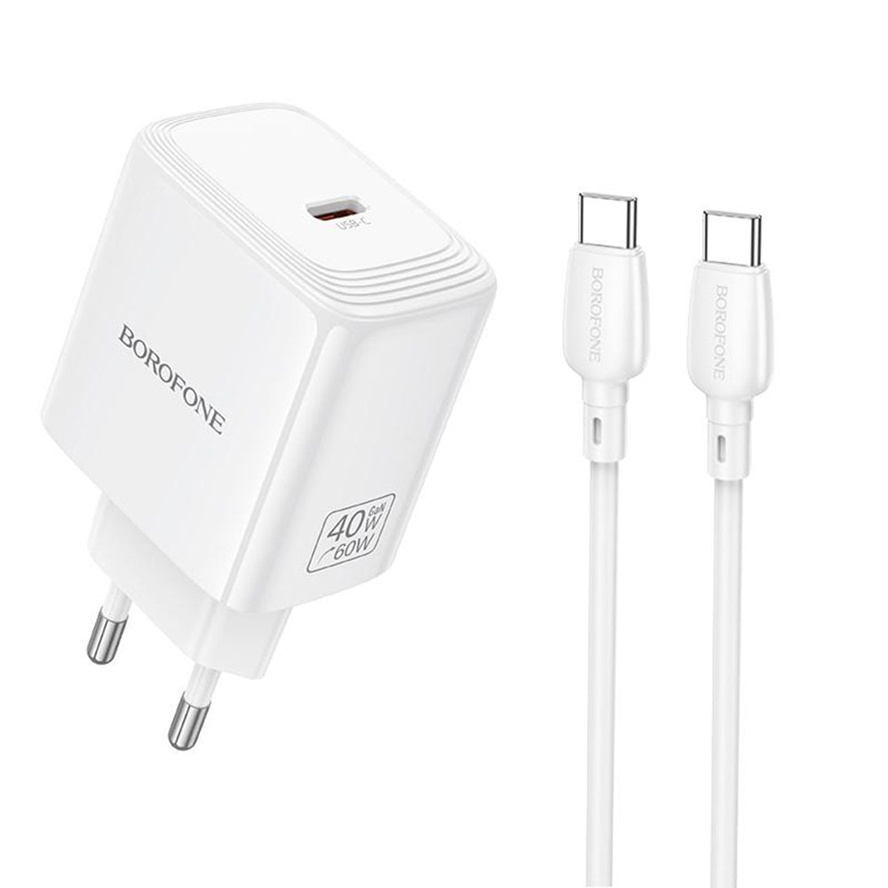 Caricatore da rete con cavo USB-C Borofone BN33 Fuente, 40W, 1 x USB-C, Bianco