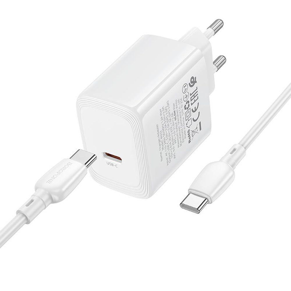 Caricatore da rete con cavo USB-C Borofone BN33 Fuente, 40W, 1 x USB-C, Bianco