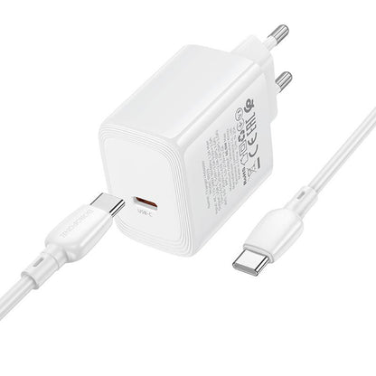 Caricatore da rete con cavo USB-C Borofone BN33 Fuente, 40W, 1 x USB-C, Bianco