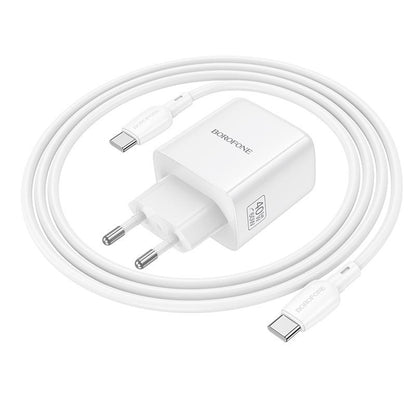 Caricatore da rete con cavo USB-C Borofone BN33 Fuente, 40W, 1 x USB-C, Bianco