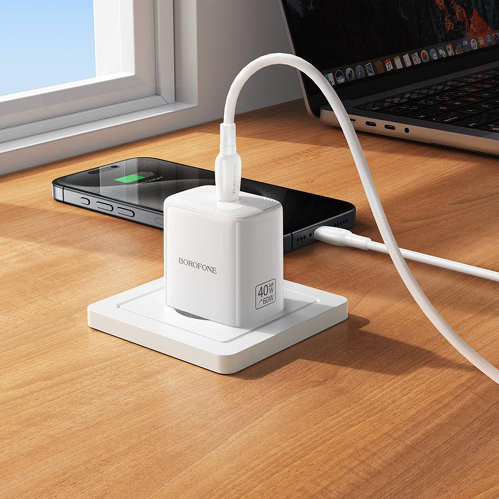 Caricatore da rete con cavo USB-C Borofone BN33 Fuente, 40W, 1 x USB-C, Bianco