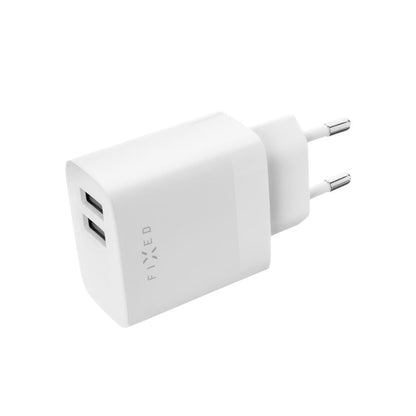 Caricabatterie Retea con Cavo USB-C Fixed, 17W, 3A, 2 x USB-A, Bianco