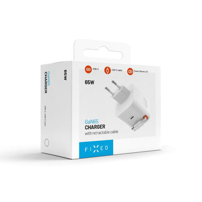 Caricabatterie da rete con cavo USB-C Fixed, 65W, 3.25A, 1 x USB-C, Nero
