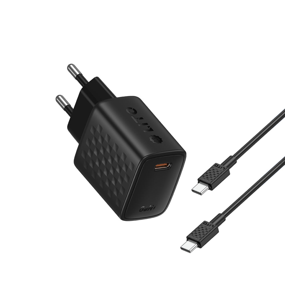 Caricabatterie Retea Con Cavo USB-C Lito LC17T, 30W, 3A, 1 x USB-C, Nero