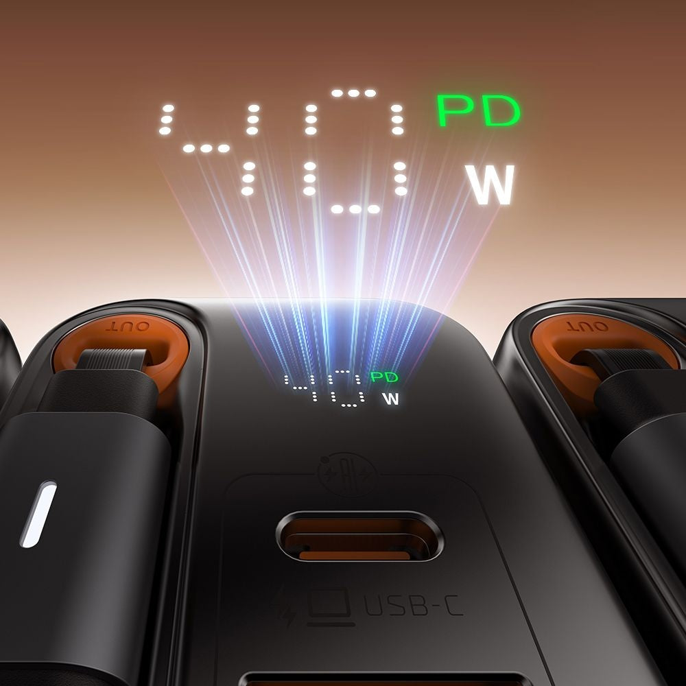 Caricabatterie Rete con Cavo USB-C McDodo CH-4281 FreeGo Display, 40W, 3A, 1 x USB-A - 1 x USB-C, Nero