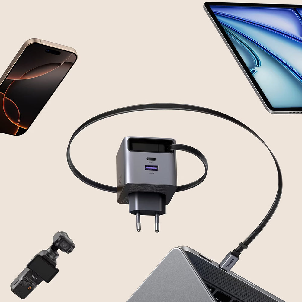 Caricabatterie da Rete con Cavo USB-C UGREEN X614, 45W, 3A, 1 x USB-A - 1 x USB-C, Grigio