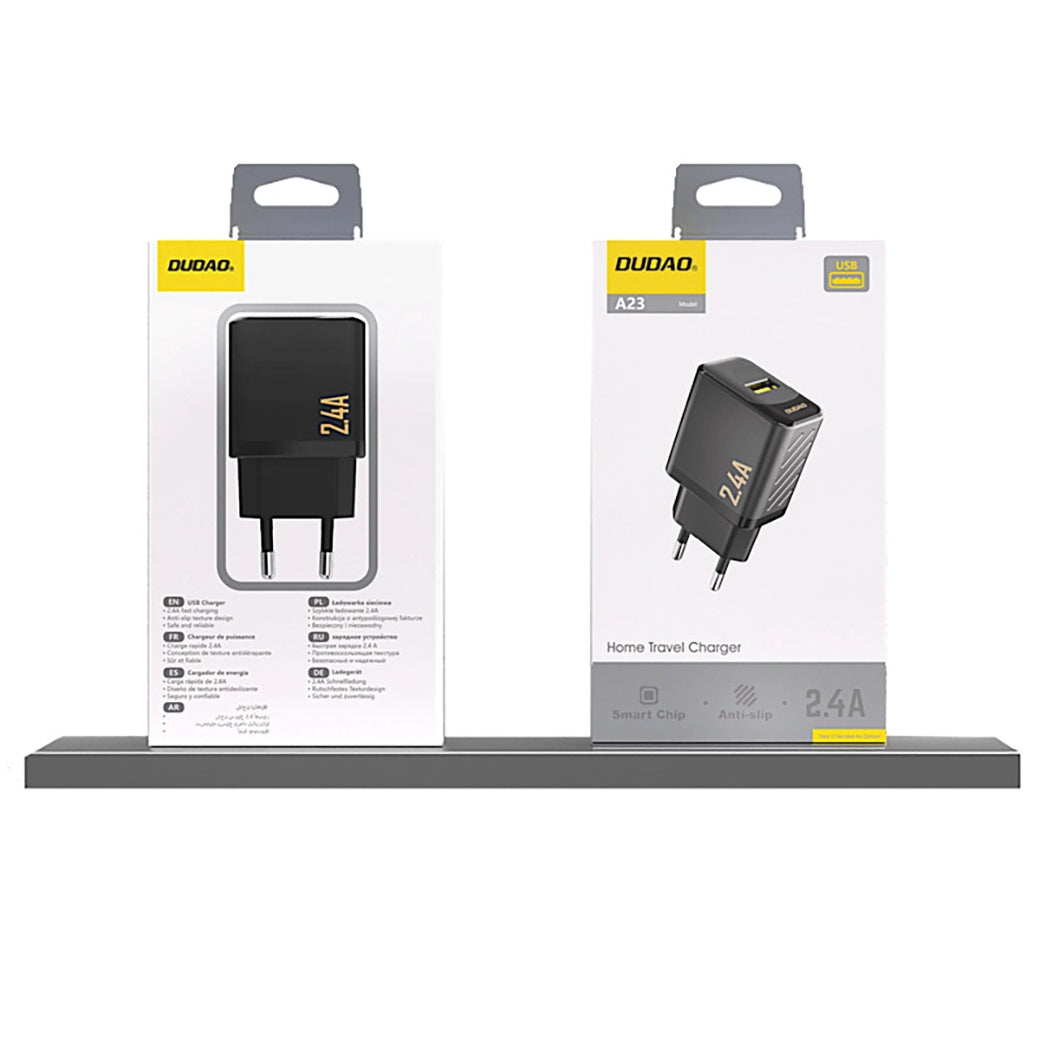 Caricatore da rete Dudao A23, 12W, 2.4A, 1 x USB-A, Nero