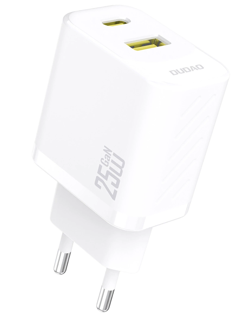 Caricabatterie Rete Dudao A26T, 25W, 3A, 1 x USB-A - 1 x USB-C, Bianco