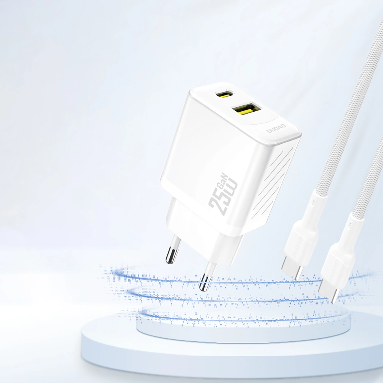 Caricabatterie Rete Dudao A26T, 25W, 3A, 1 x USB-A - 1 x USB-C, Bianco