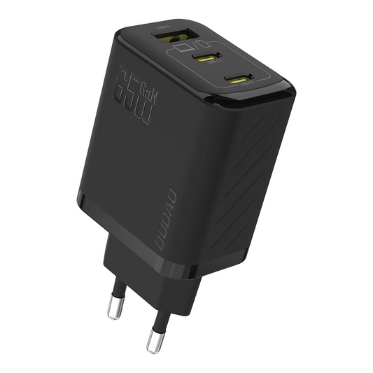 Caricabatterie Rete Dudao A29, 65W, 1 x USB-A - 2 x USB-C, Nero