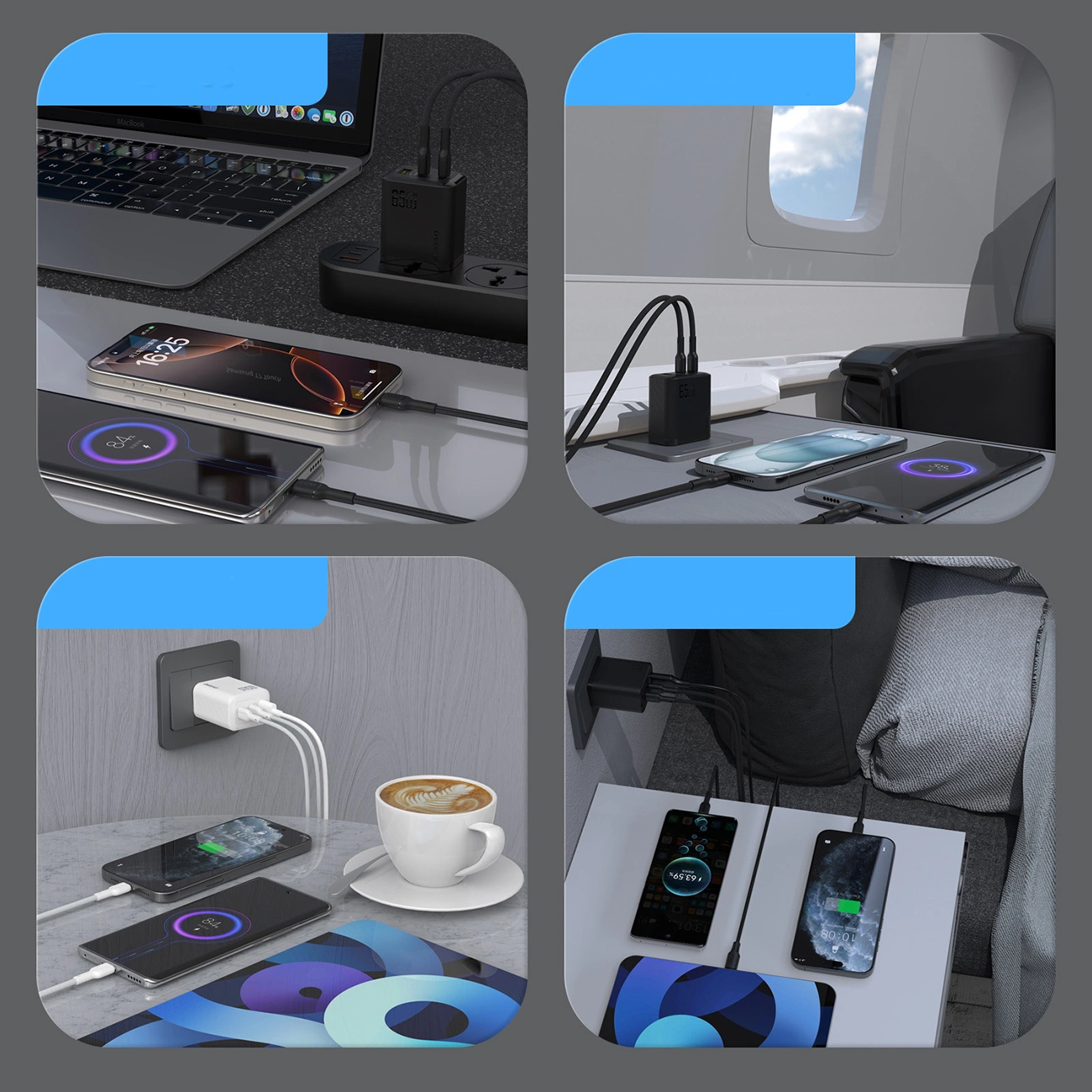 Caricabatterie Rete Dudao A29, 65W, 1 x USB-A - 2 x USB-C, Nero