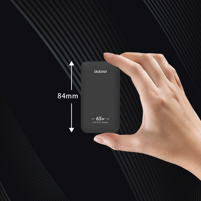 Dudao A65Q Travel Network Charger, 65W, 3.25A, 1 x USB-A - 1 x USB-C, Black