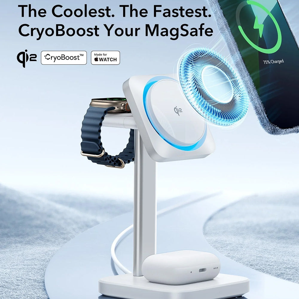 Caricabatterie Wireless Rete ESR CryoBoost 3in1, 25W, 1.67A, Nero