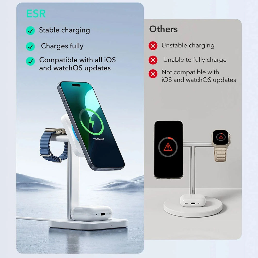 Caricabatterie Wireless Rete ESR CryoBoost 3in1, 25W, 1.67A, Nero