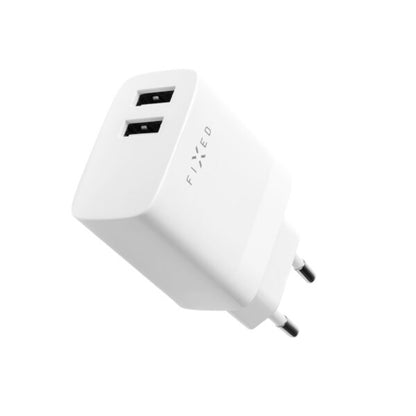 Caricabatterie Retea Fixed, 17W, 3A, 2 x USB-A, Bianco