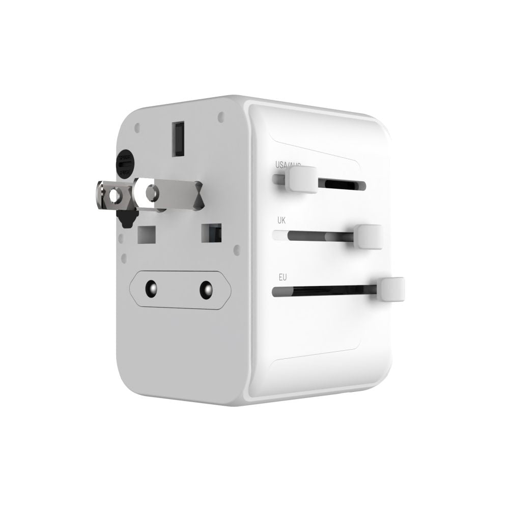 Fixed Travel Network Charger, 30W, 3A, 2 x USB-A - 1 x USB-C, White