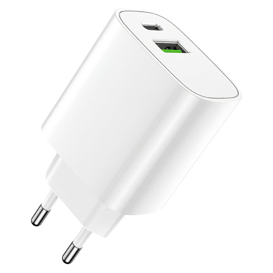 Caricabatterie di rete Forever LS-04, 20W, 3A, 1 x USB-A - 1 x USB-C, bianco 