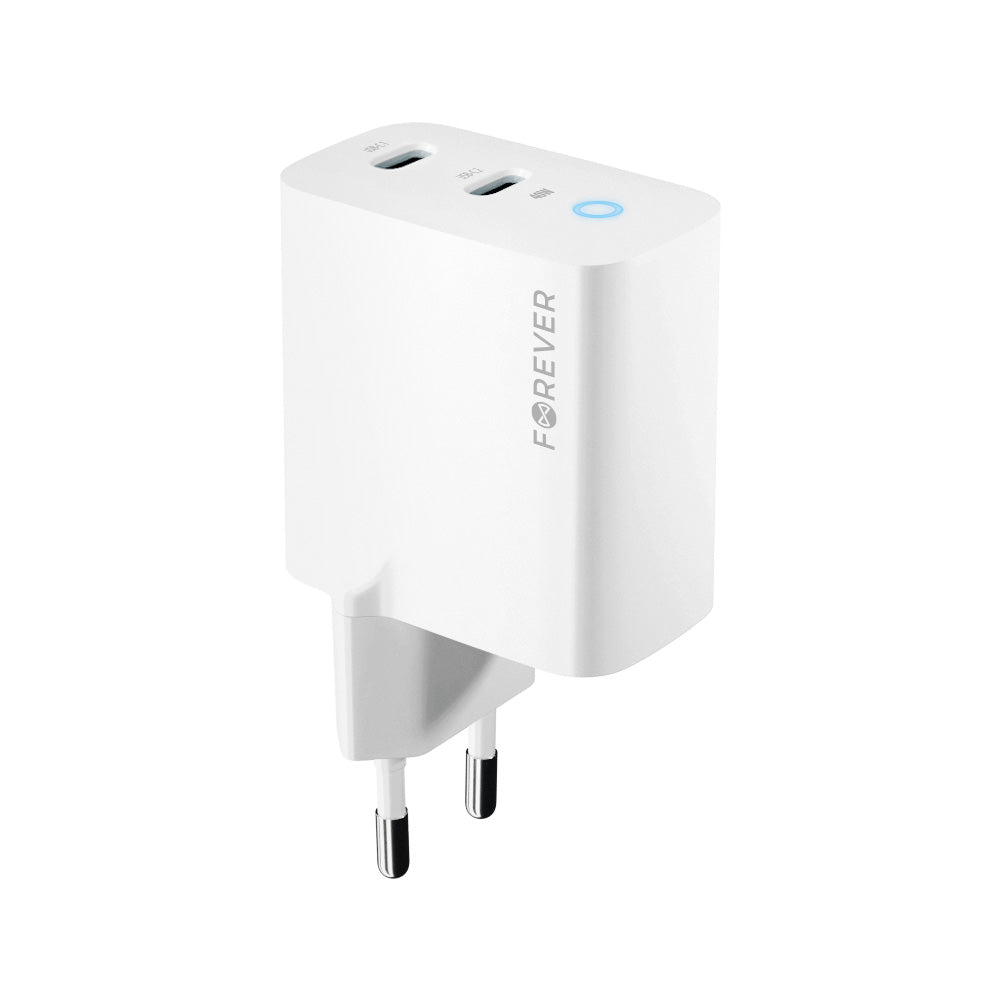 Caricabatterie di rete Forever TC-06-40CC, 40W, 3A, 2 x USB-C, bianco 