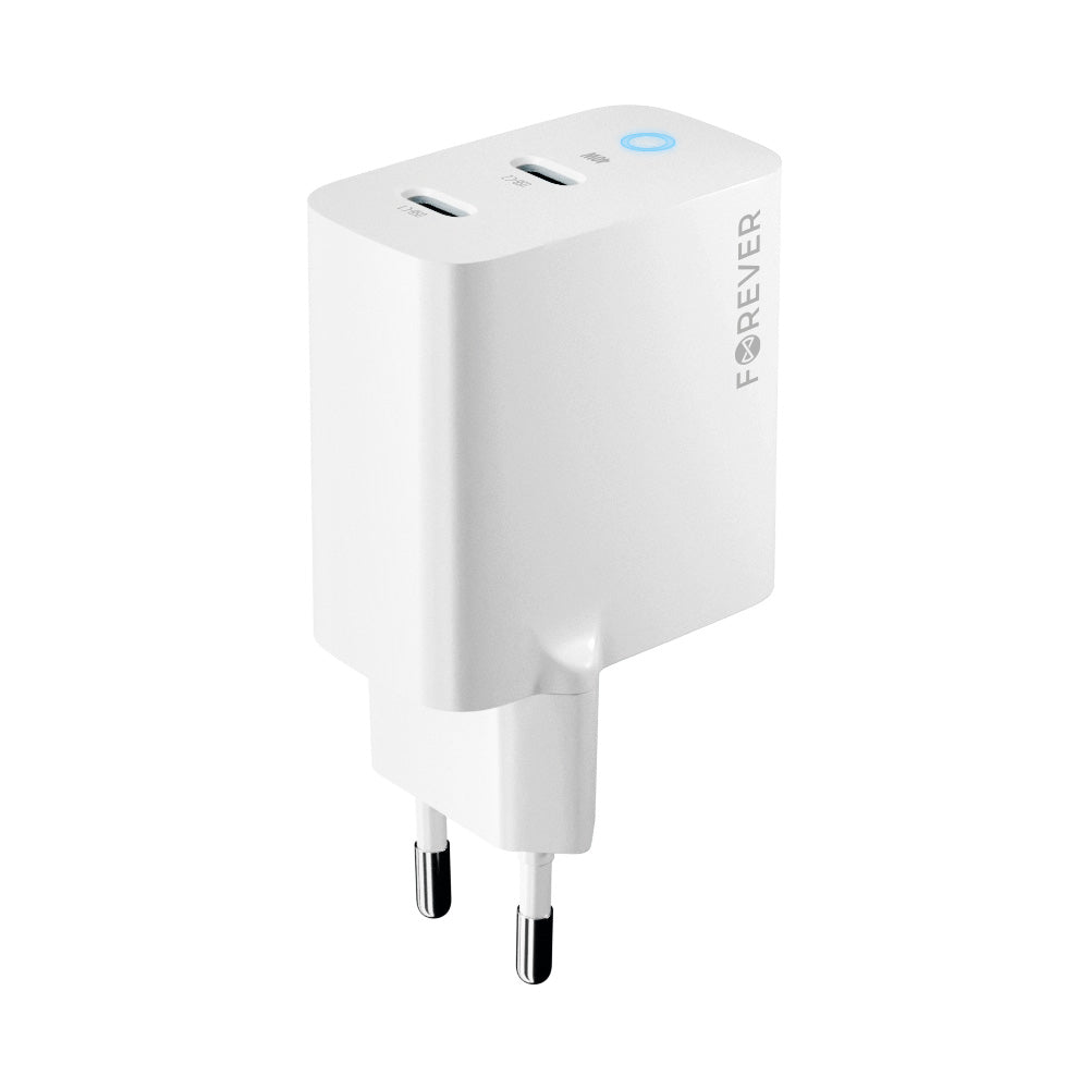 Caricabatterie di rete Forever TC-06-40CC, 40W, 3A, 2 x USB-C, bianco 