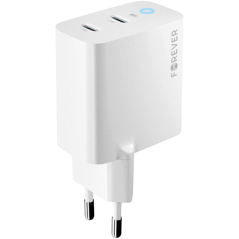 Caricabatterie di rete Forever TC-06-65CC, 65W, 3,25A, 2 x USB-C, bianco 