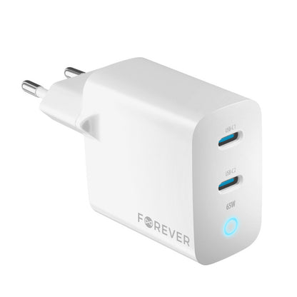 Caricabatterie di rete Forever TC-06-65CC, 65W, 3,25A, 2 x USB-C, bianco 