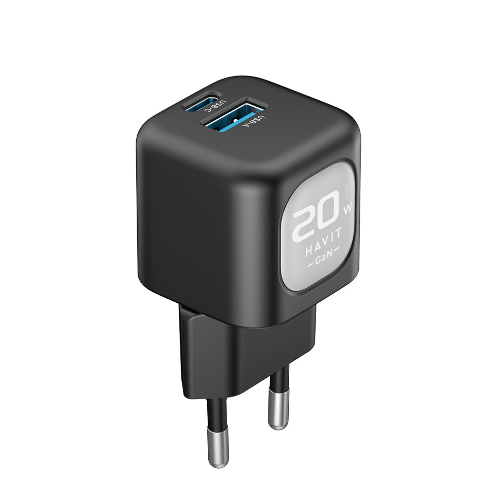 Incarcator Retea HAVIT UC220, 20W, 3A, 1 x USB-A - 1 x USB-C, Negru Gri