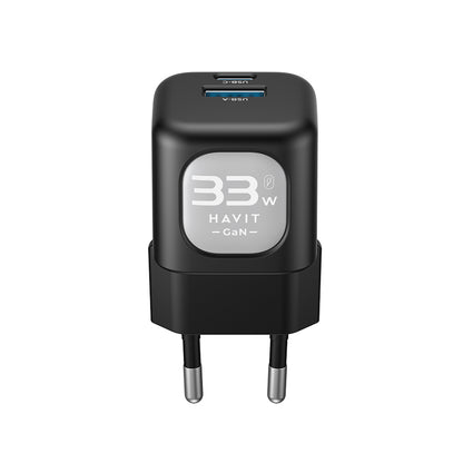 Caricabatterie Rete HAVIT UC230, 33W, 3A, 1 x USB-A - 1 x USB-C, Nero Grigio