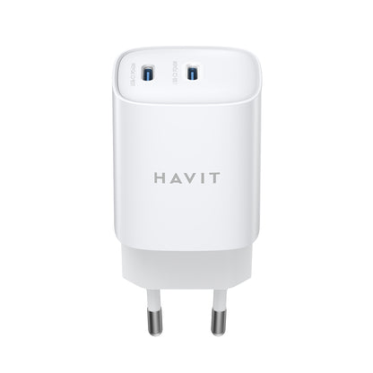 Caricabatterie Retea HAVIT UC45W, 45W, 3A, 2 x USB-C, Bianco