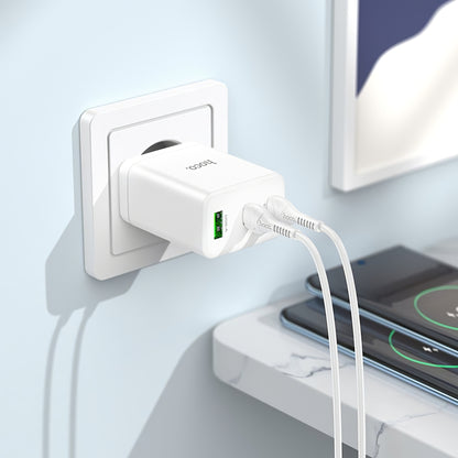 Caricabatterie di rete HOCO N33, 35W, 3A, 1 x USB-A - 2 x USB-C, bianco 