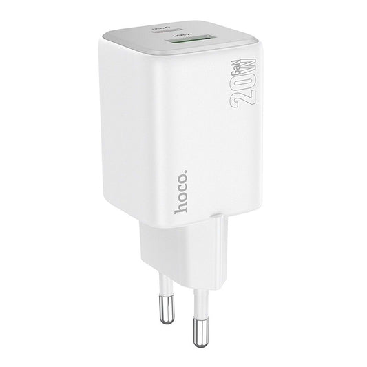 Caricabatterie Rete HOCO N41, 20W, 3A, 1 x USB-A - 1 x USB-C, Bianco