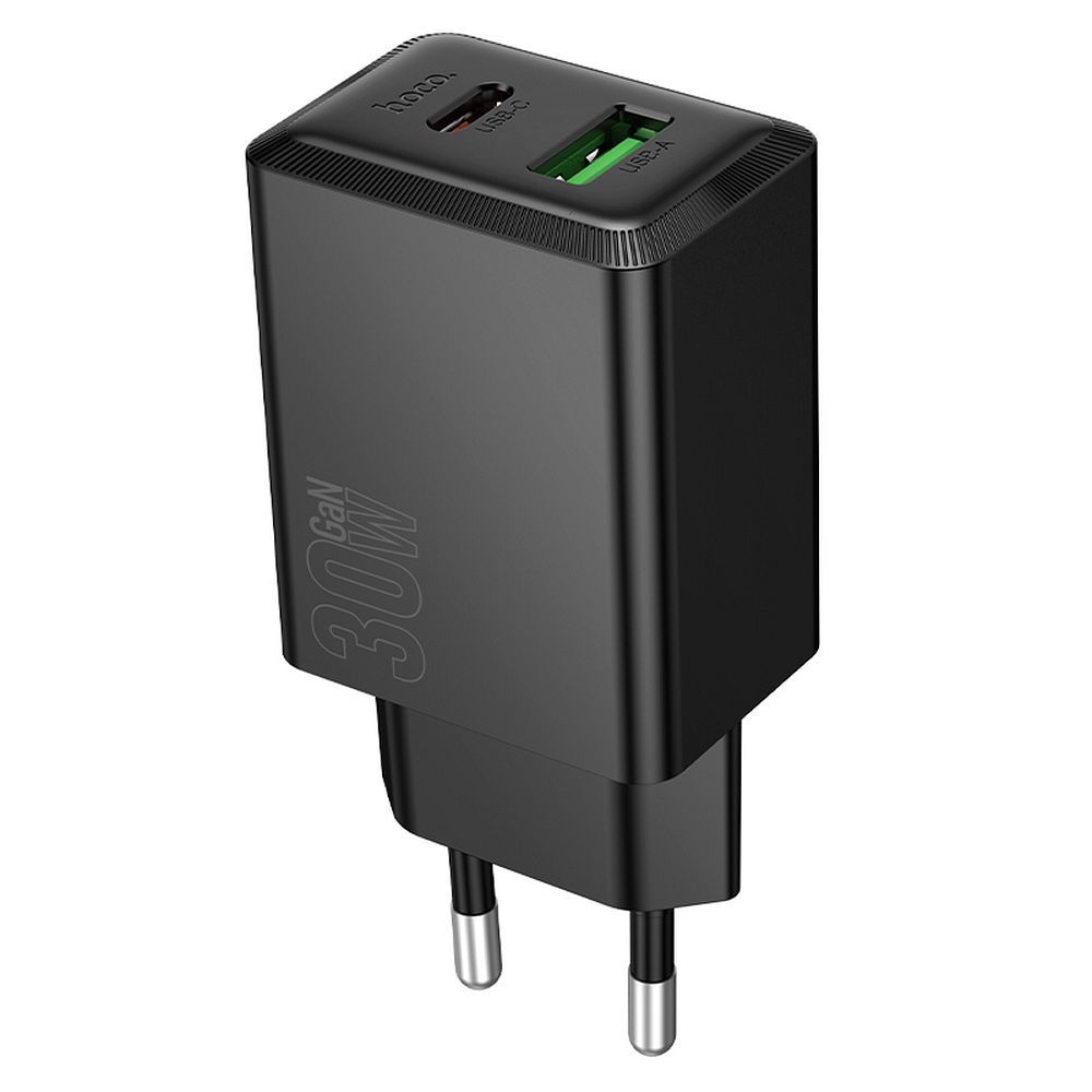 Caricabatterie da Rete HOCO N71, 30W, 3A, 1 x USB-A - 1 x USB-C, Nero