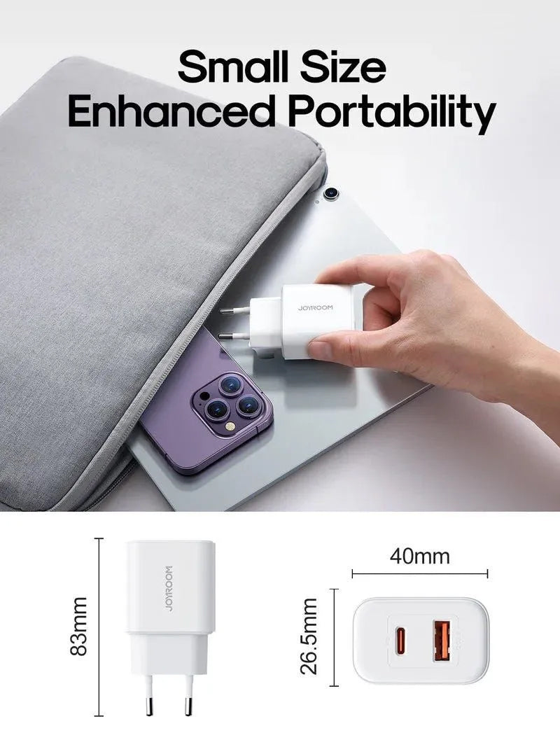 Caricabatterie Rete Joyroom JR-TCF05, 20W, 3A, 1 x USB-A - 1 x USB-C, Bianco