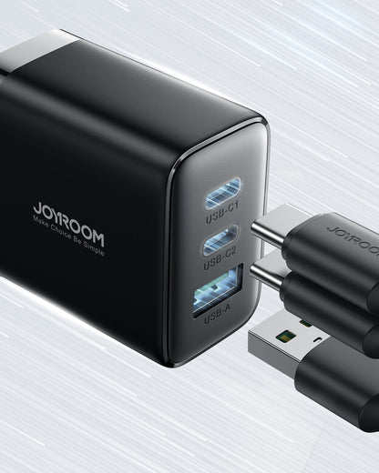 Caricabatterie di rete Joyroom JR-TCF10, 32W, 3A, 1 x USB-A - 2 x USB-C, nero 