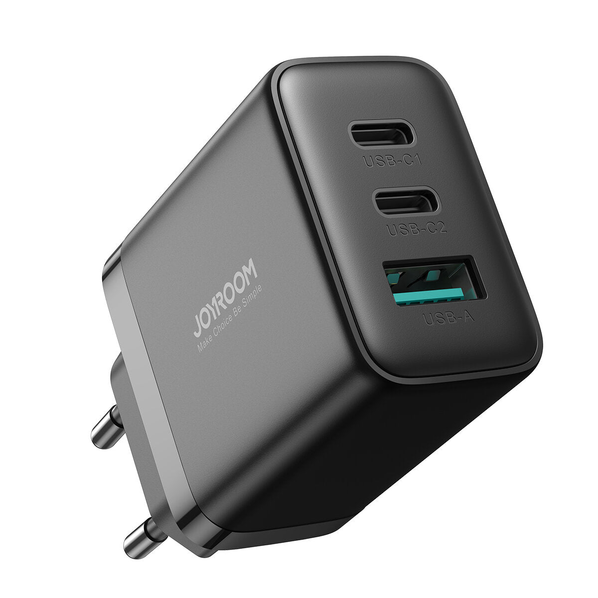 Caricabatterie di rete Joyroom JR-TCF10, 32W, 3A, 1 x USB-A - 2 x USB-C, nero 