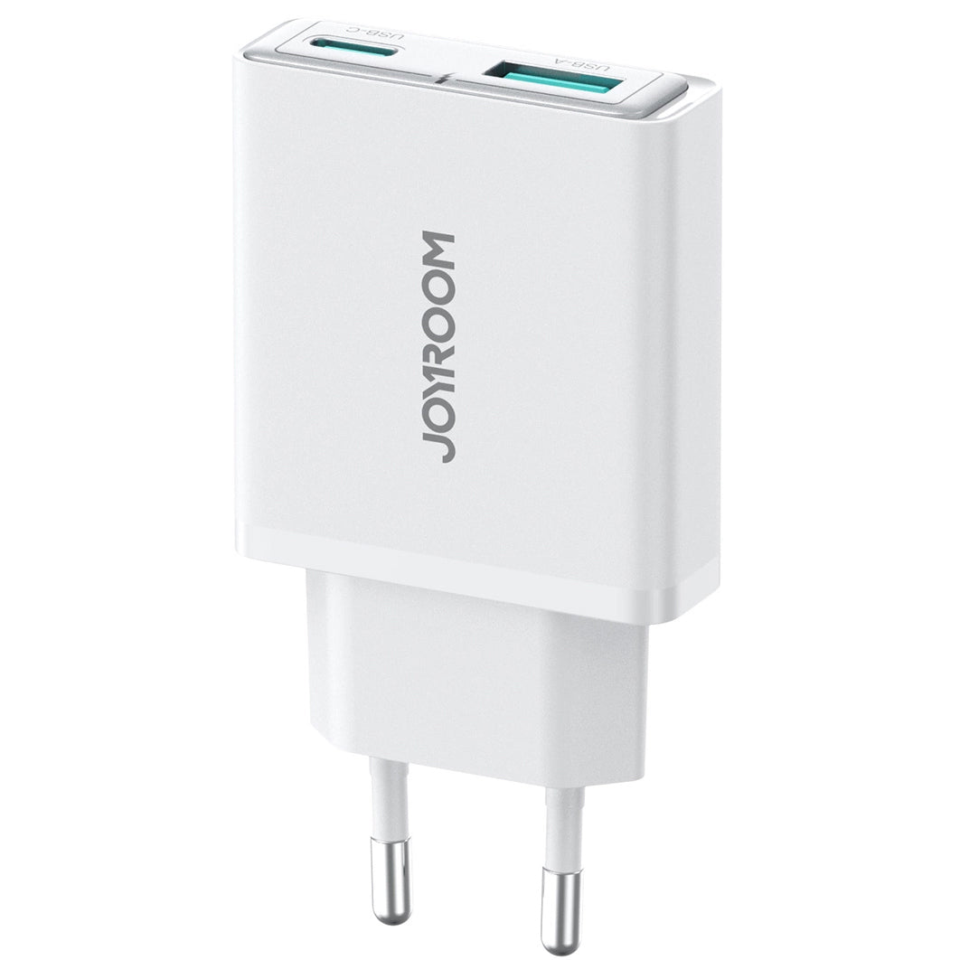 Caricabatterie di rete Joyroom JR-TCF14, 20W, 3A, 1 x USB-A - 1 x USB-C, bianco 