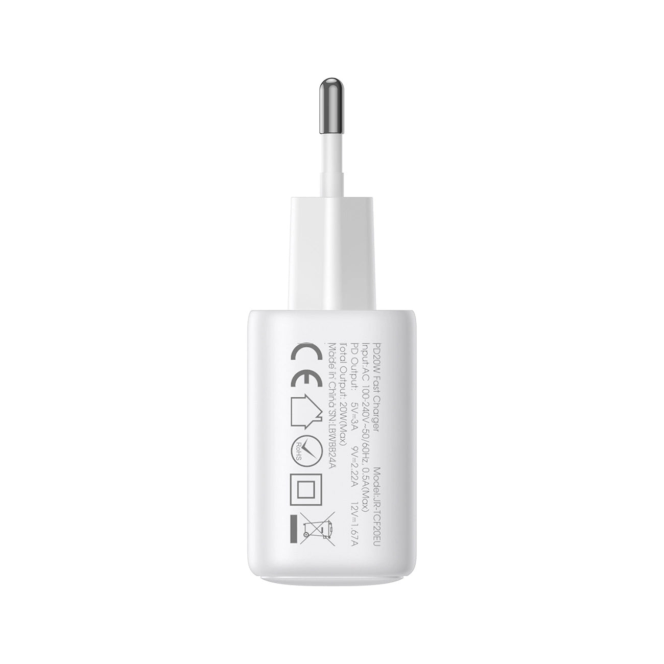 Caricabatterie Rete Joyroom JR-TCF20, 20W, 3A, 1 x USB-C, Bianco