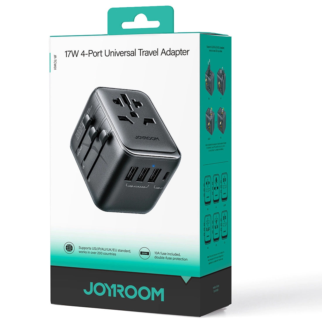 Caricabatterie di rete Joyroom JR-TCW01 Travel, 17W, 3A, 1 x USB-C - 3 x USB-A, nero 