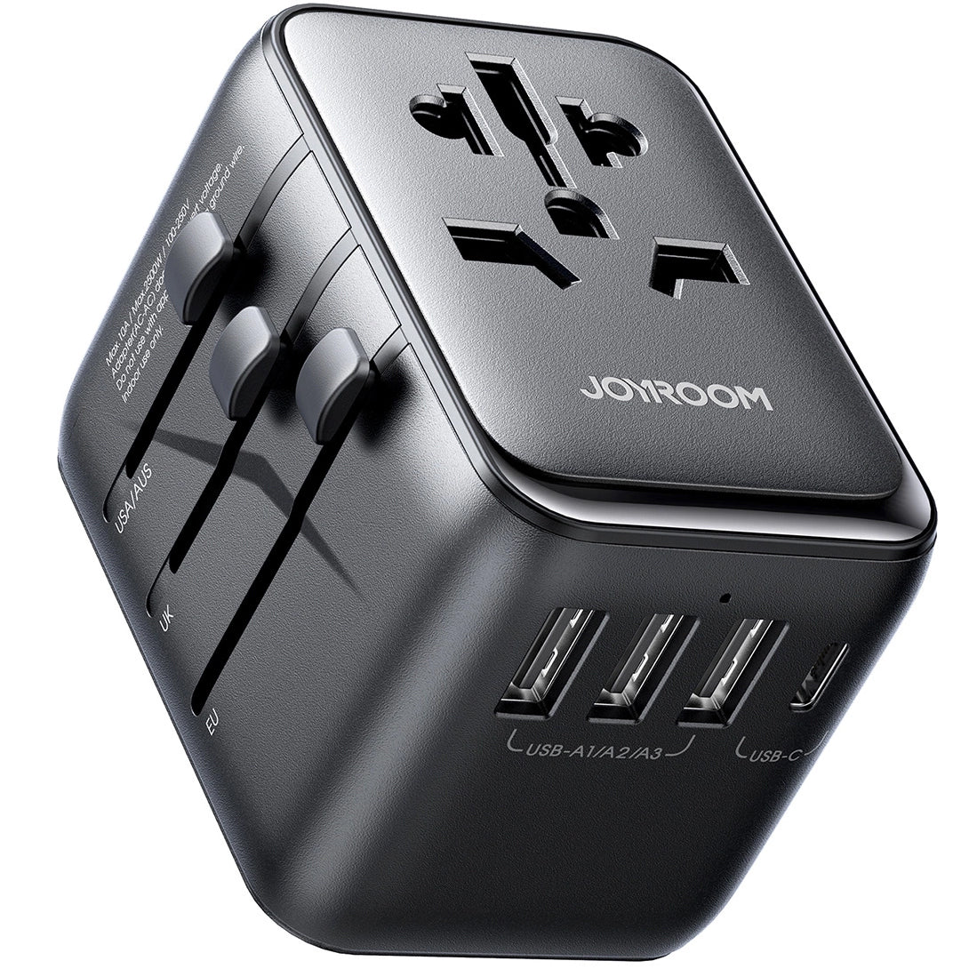 Caricabatterie di rete Joyroom JR-TCW01 Travel, 17W, 3A, 1 x USB-C - 3 x USB-A, nero 