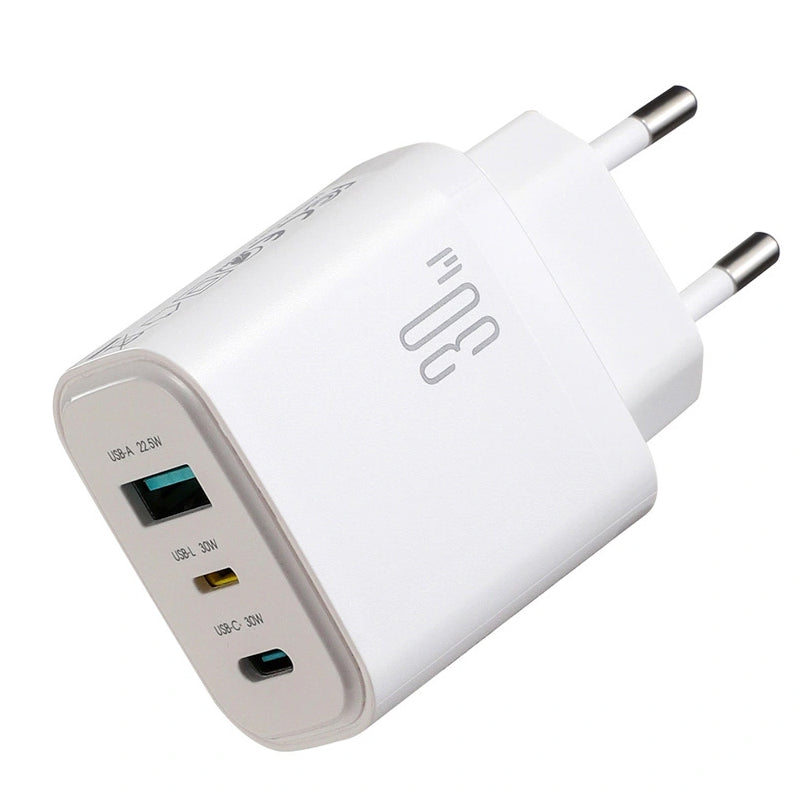 Caricatore da rete Joyroom JR-TG6, 30W, 3A, 1 x Lightning - 1 x USB-A - 1 x USB-C, Bianco