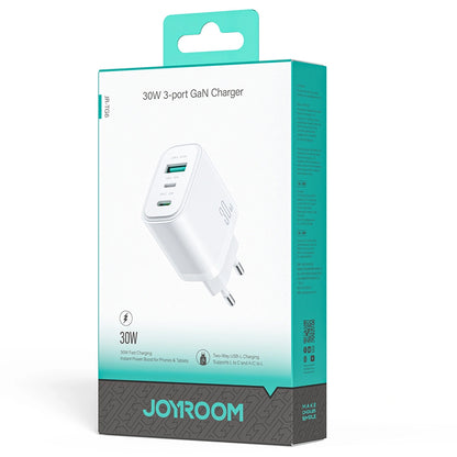 Caricatore da rete Joyroom JR-TG6, 30W, 3A, 1 x Lightning - 1 x USB-A - 1 x USB-C, Bianco