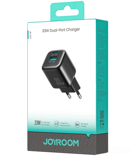 Joyroom JR-TG7 Network Charger, 33W, 3A, 1 x USB-A - 1 x USB-C, Black