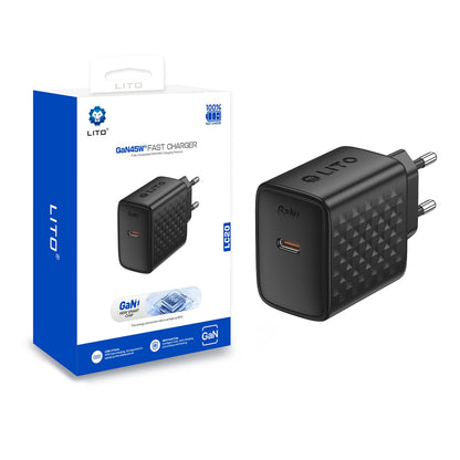 Caricabatterie da rete Lito LC20, 45W, 3A, 1 x USB-C, Nero