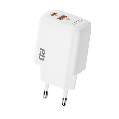 Caricabatterie Retea Lito LC28, 20W, 3A, 1 x USB-A - 1 x USB-C, Bianco